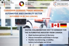 Canadian-German Trade Mission: Automotive and E-mobility sector, September 28-30, 2021 (online)